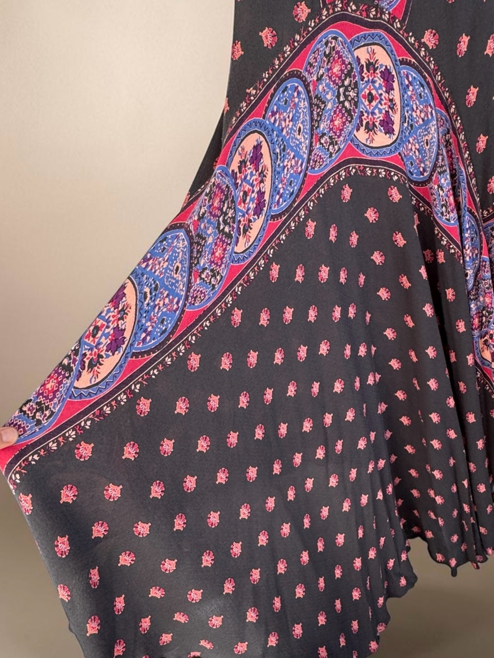 Free People Intimately Faithfully Yours Black Paisley-Panel High-Low Maxi Dress - Picture 9 of 15